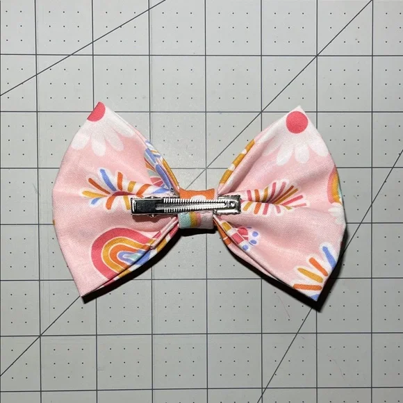 Pink Rainbow Kids Hair Bow - Picture 2 of 4